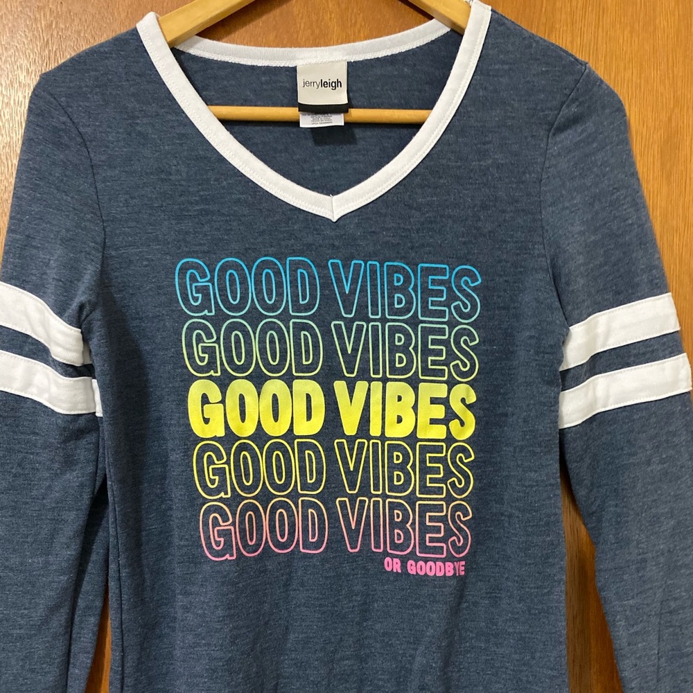 NWOT Good Vibes V Neck  Henley Shirt